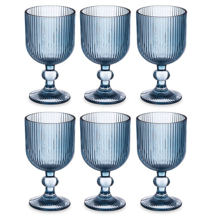 Set van 6 glazen van Geribbeld Glas, 260 ml