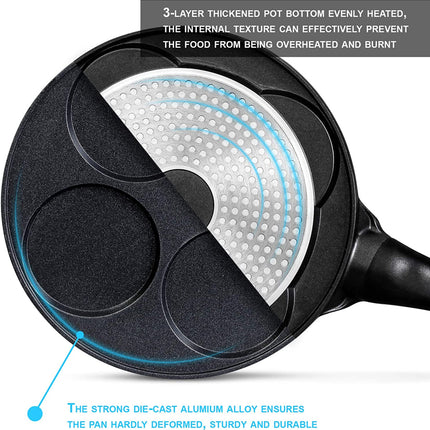 Crêpemaker - eierpan - pancake pannenkoeken 4 kop marmeren anti aanbaklaag