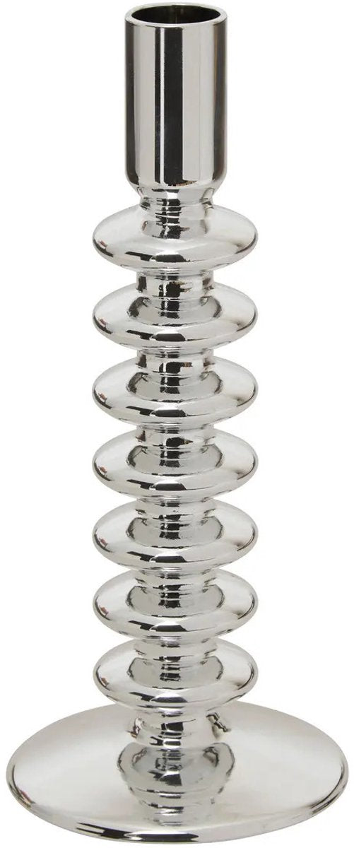 Atmosphera kaarsen kandelaar - decoratief glas - dinerkaarsen - zilver - D9 x H22 cm