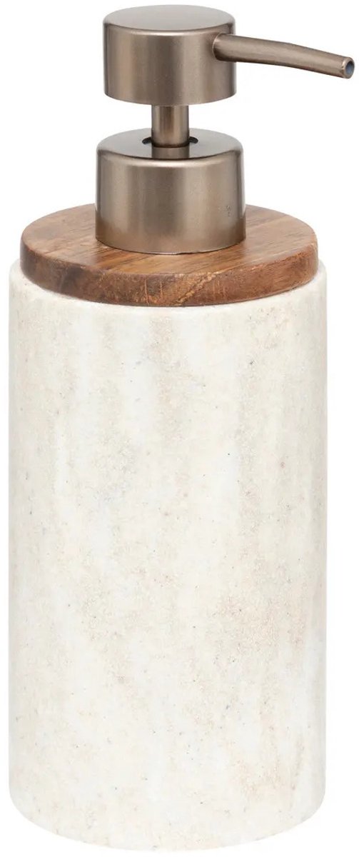 5Five Zeeppompje/dispenser Como Marble - kunststeen - wit - 7 x 19 cm - 300 ml - badkamer/keuken accessoires