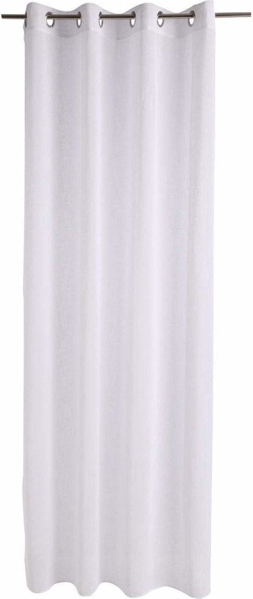 Gordijn Fred – wit halfdoorzichtig raamgordijn met metalen oogjes, 140 x 240 cm