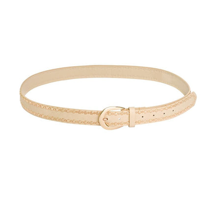 Fabulous Beige Riem met Studs - 135 cm - Met Goudkleurige Gesp - Stoer en Stijlvol