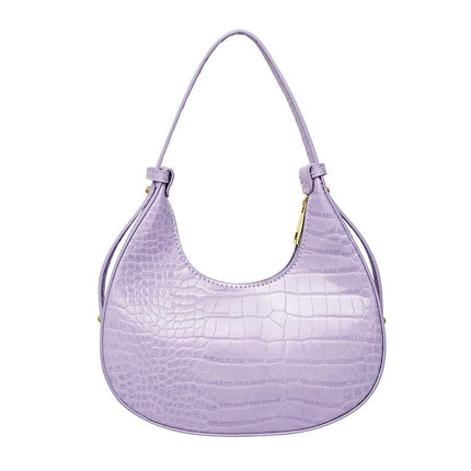 Lila Dameshandtas - Compacte Imitatieleer Handtas met Print - 22x12x7 cm -