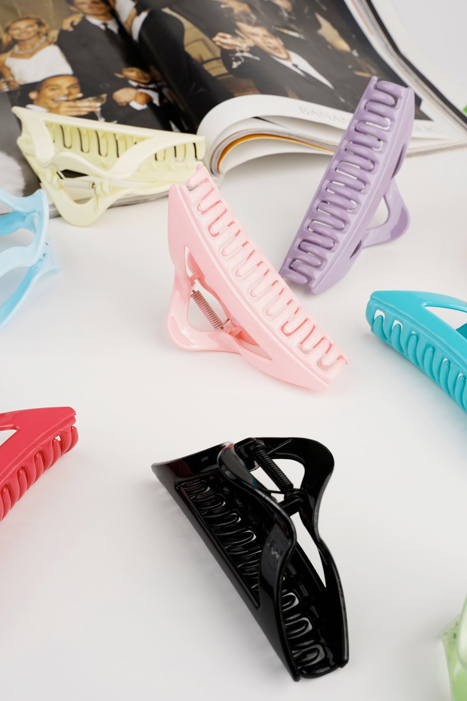 Roze - Fuchsia Driehoek Haarclip – Zomers Design – Plastic – 11, 5 cm