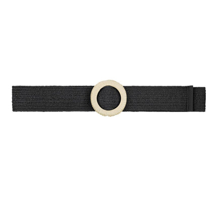 Ibiza Riem - Zwarte Polyester Riem met Beige Gesp - Stoer en Stijlvol