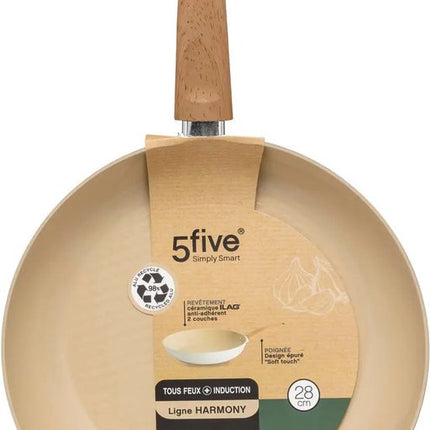 5Five Koekenpan Harmony - Alle warmtebronnen - Beige - Dia 28 cm - handvat bakeliet - aluminium
