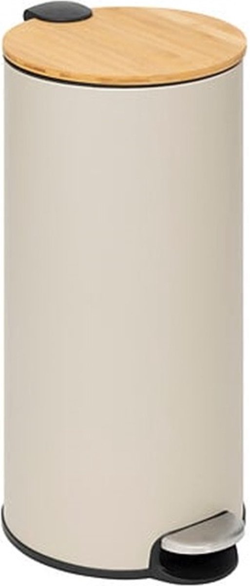 5Five Mülleimer/Treteimer Bambus - beige - Metall - 30 Liter - 38 x 29 x 60 cm - Küche