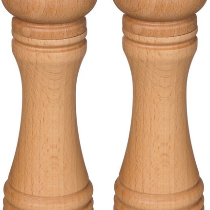 5Five Pepermolen/zoutmolen - 2x stuks - hout - beige - H22 cm - Pepermaler/zoutmaler - Kruiden en specerijen vermalers
