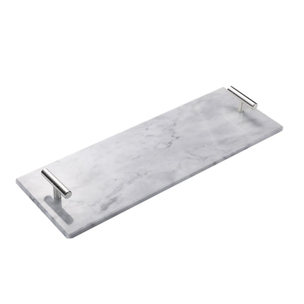 Marmeren dienblad met zilveren hendels 40 x 14 cm