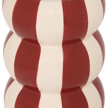 Vaas - Keramische Vaas met Gestreept Reliëf - Decoratieve Bloemenvaas - Waterdichte Design Vaas - Dolomiet - Ø11 x 15.8 cm - Rood