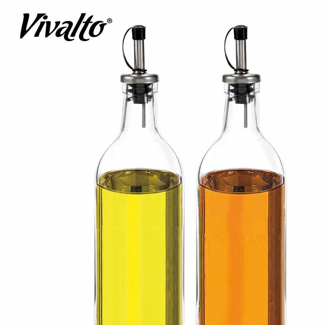 Bouteille Huile Et Vinaigre 500 Ml Verre/inox Transparent 2 Pièces