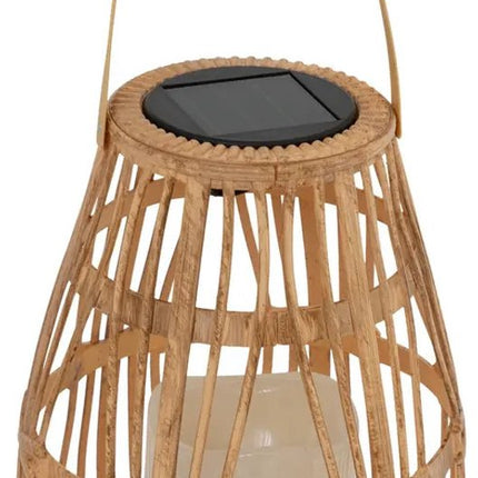 Atmosphera Solar tuin lantaarn - naturel - rotan kunststof - 16 x 23 cm - buiten - Led kaars licht