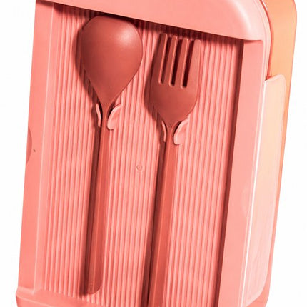 Homla - Lunchbox - Lunchtrommel - Lunchbox met Bestek - 2 Vakken - Magnetron- & Vaatwasserbestendig - BPA-vrij - Lunchbox voor Werk, School & Onderweg - 540 ml - 12 x 21 x 7 cm - Bordeaux