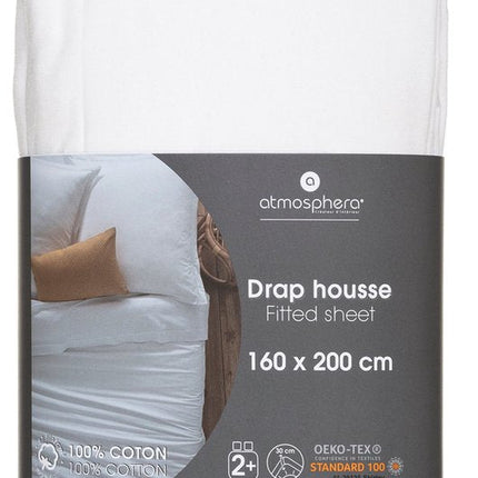 Atmosphera Hoeslaken katoen 160x200cm - Wit