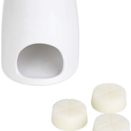Homla - Fires Geurbrander - Aroma Brander - Inclusief Geurwax - Geurverspreider - voor Woonkamer & Badkamer - Decoratie Cadeau - Keramiek met Wax Fresh Linen - Wit