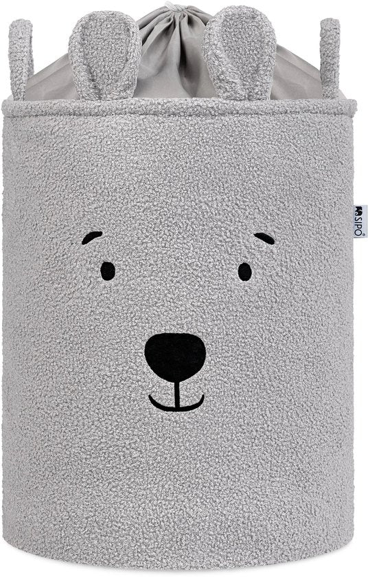 SIPO Spielzeugkörbe Bouclé – 2er-Set – Bären-Design – 43 L – Braun/Grau
