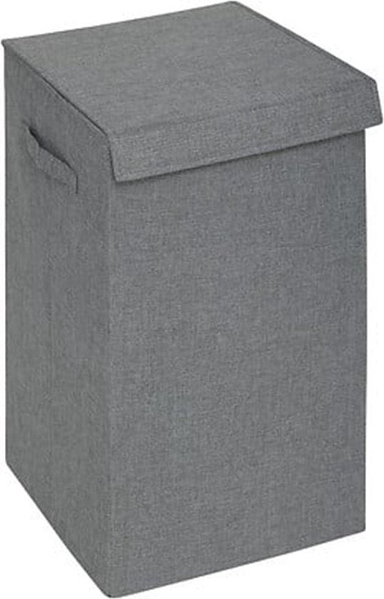 5Five Eureka sorteer wasmand - 74 liter - grijs - 37 x 37 x 60 cm - MDF/Polyester stof - met afsluitklep