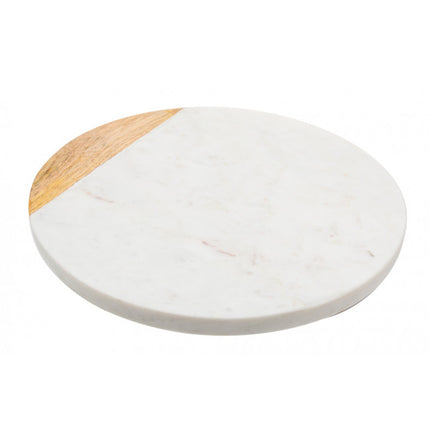 Draaiplateau - marmer & Hout - diameter 30,5 cm. Hoogte 4,5cm