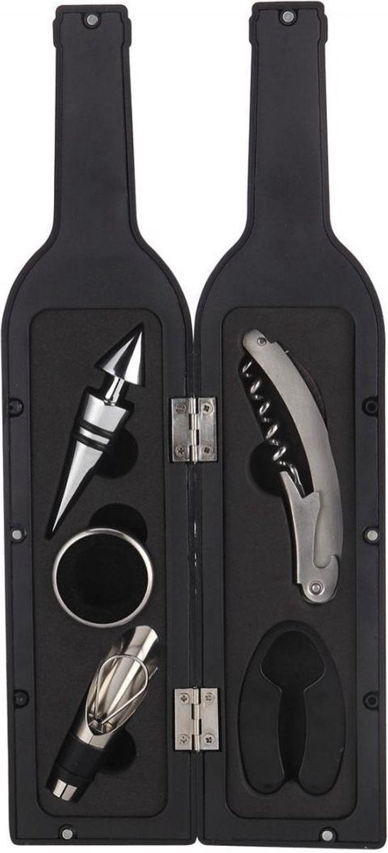 Kinghoff 1166 wijnkit in flesvorm – 5-delige set wijnaccessoires als geschenk