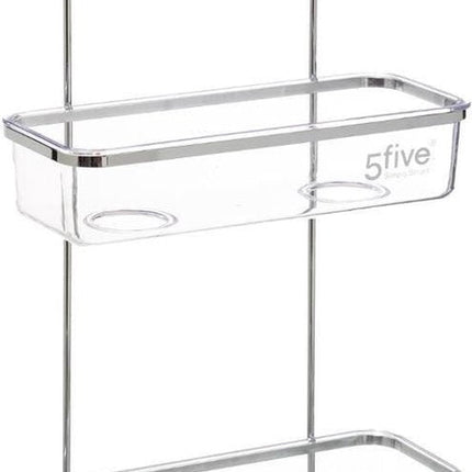Doucherekje/badkamerrekje 2 lagen kunststof met ophanghaak wit 28 x 12 x 64 cm - Opberg rekjes voor shampoo/douchegel