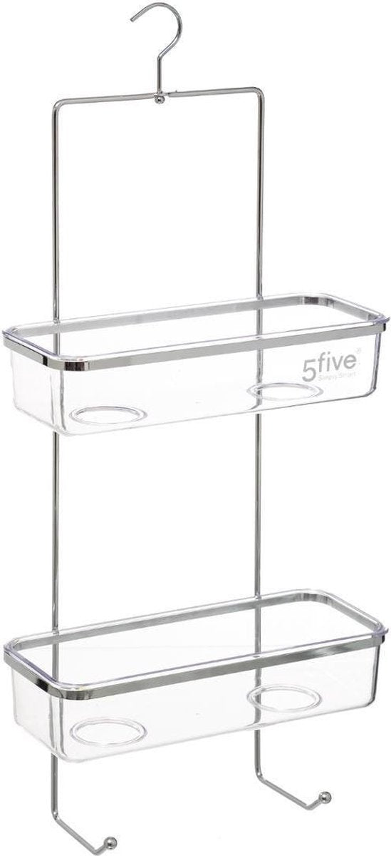 5five doucherekje met 2 lagen en ophanghaak – kunststof, 28 x 12 x 64 cm