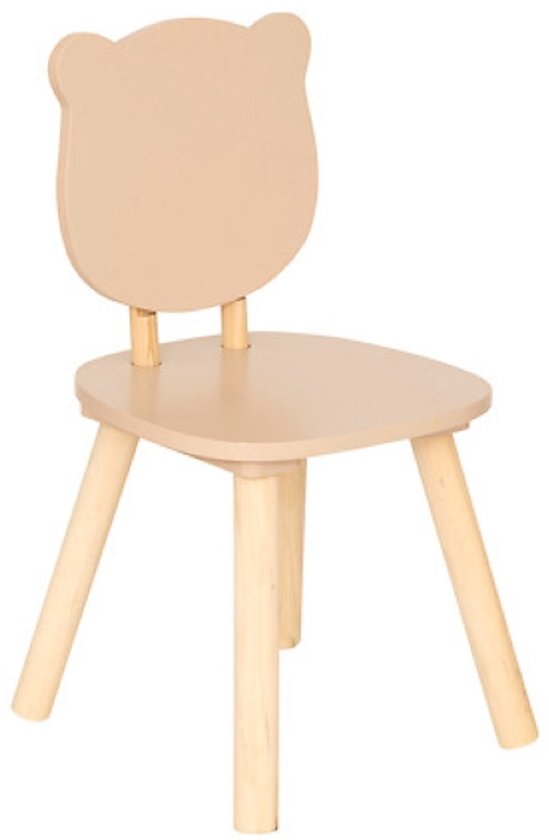 Douceur Bear kinderstoel, set van 2 – MDF en grenen, beige, 26 x 26 x 49 cm – foto 4