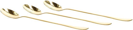 Homla - Stilo Latte Lepels Set - 3 Stuks - Lange Dessertlepels - Cocktaillepels - Koffielepels voor Latte Macchiato - IJslepels - RVS - Goud
