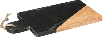 Snijplank - Serveerplank in Zwart Marmer en Mangohout 30 x 15 cm | Snijplank marmer