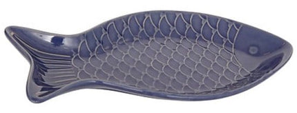 Serveerschaal - Visvormige Serveerplaat - Serveerbord - Steengoed Schaal voor Vis, Sushi, Tapas & Hapjes - Vaatwasser- & Magnetronbestendig - 30.7 x 16.3 cm - Blauw