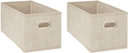 Opbergdoos - Opbergdoosset - Gevlekt - Opvouwbaar - Set van 2 - Stoffen Opbergmand - Met Handgreep - 31 x 15.5 x 15.2 cm - Beige