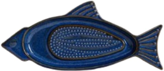 Homla - Talma Knoflookrasp Schaaltje - Knoflook Rasp Bord met Geribbelde Bodem - Serveerschaal voor Knoflook, Gember & Dips - Rasp Schaal Keuken Accessoire - Keramiek - 5 x 17 cm - Donkerblauw