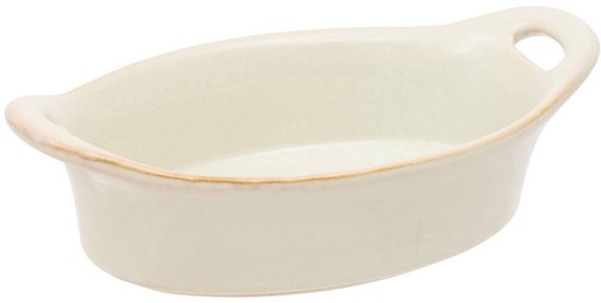 Plat ovale en céramique Terre Inconnue11x16cm beige