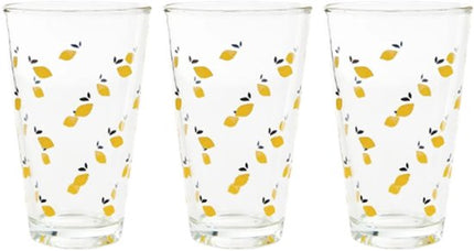 Homla - Drinkglas - Drinkglazen met Citroen Design - Set van 3 - Glazen Waterglazen - Voor Sap, Limonade, Cocktails & Frisdrank - 300 ml - Ø8 x 12 cm - Transparant