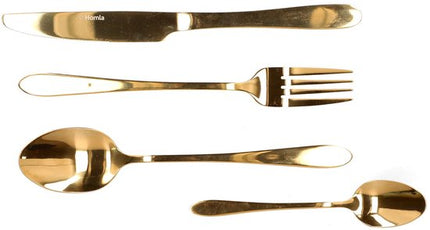 HOMLA - Abele Bestekset - 16-Delig Luxe Bestekset - Iridescent Cutlery Set - Modern Design Tafelbestek - Lepels, Vorken & Messen - RVS - Goud