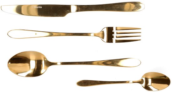 HOMLA - Abele Bestekset - 16-Delig Luxe Bestekset - Iridescent Cutlery Set - Modern Design Tafelbestek - Lepels, Vorken & Messen - RVS - Goud