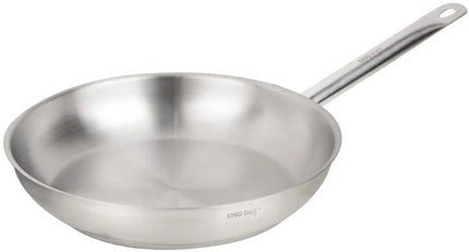 Kinghoff - KH-2020 - Pan - Koekenpan met Stalen Handvat - Zonder Antiaanbaklaag - Inductie Geschikt - Hoge Temperatuur tot 240°C - Voor Vlees, Vis & Groenten - 21CT, RVS - Ø28 cm - Zilver