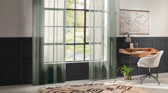Moly Gordijn - Vitrage Gordijnen - Sheer Curtains – Lichtdoorlatende Raamgordijnen - Moderne Raamdecoratie voor Woonkamer & Slaapkamer - Polyester - 135 x 240 cm - Celadon Groen