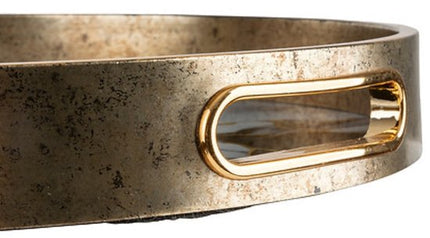 Dienblad - Set van 2 - Gouden Dienbladen - Glazen Dienbladen - Decoratieve Schalen - Serveerplateaus - Woondecoratie - Ø31.7 & Ø35 cm - Goud
