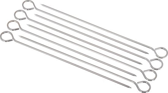 5Five BBQ/barbecue spiezen/vleespennen - van metaal - 8x stuks - 27,5 cm - Spiezen/pennen voor vlees/vis