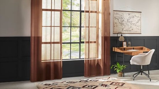 Moly Gordijn - Vitrage Gordijnen - Sheer Curtains – Lichtdoorlatende Raamgordijnen - Moderne Raamdecoratie voor Woonkamer & Slaapkamer - Polyester - 135 x 240 cm - Terracotta