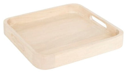 Dienblad - Serveerblad - Serveerplank - Dienblad van Mangohout - Vierkant Serveerblad - Decoratief Dienblad voor Serveren, Koffie & Woondecoratie - Voedselveilig - Hout - 34.5 x 34.5 cm - Naturel
