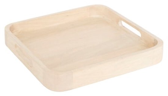 Dienblad - Serveerblad - Serveerplank - Dienblad van Mangohout - Vierkant Serveerblad - Decoratief Dienblad voor Serveren, Koffie & Woondecoratie - Voedselveilig - Hout - 34,5 x 34,5 cm - Naturel
