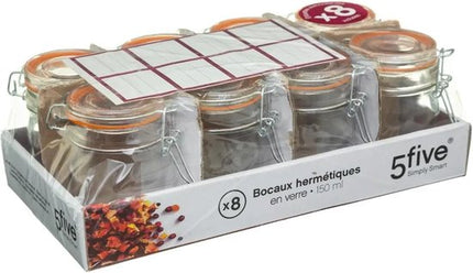 Secret de Gourmet Inmaakpot/voorraadpot - 8x stuks - 150 ml - glas met beugelsluiting - weckpot