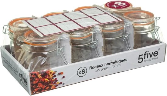 Secret de Gourmet Einmachglas / Vorratsglas - 8x Stück - 150 ml - Glas mit Bügelverschluss - Weckglas
