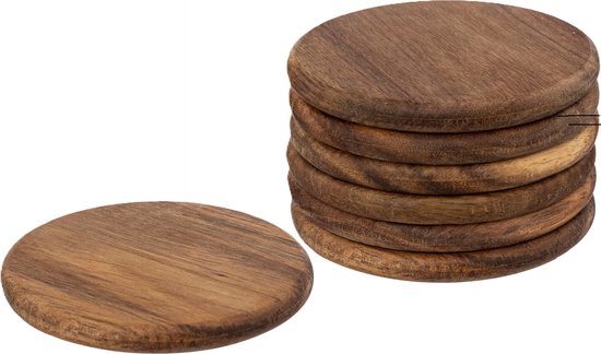 Secret de Gourmet houten onderzetters – set van 6, acaciahout, Ø 10 cm – foto 4