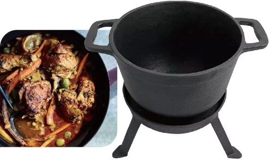 Kinghoff KH1732 - Gietijzeren Camping Kookset 3-in-1 (5L) - Grillpan, Deksel & Pan - Kookstel - Kamperen - Cookingset