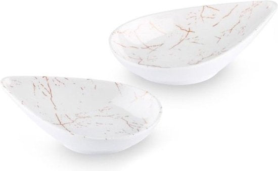 Melamine druppel schaaltjes wit marmer design 6 stuks