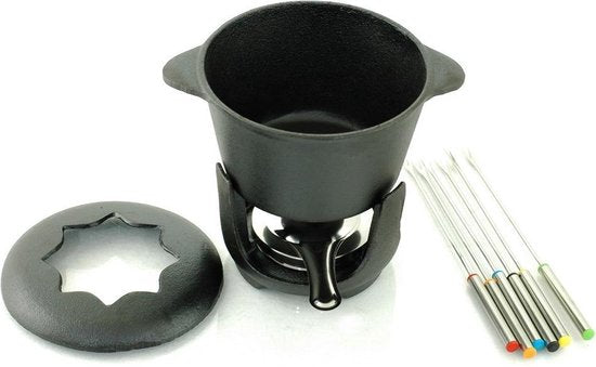 Top Choice - Fondueset uit gietijzer met vorken - 6 personen - 17 x 10 cm