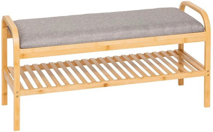 5Five Schoenenrek Bankje - 2-laags - bamboe/kunststof - 90 x 34 x 45 cm - voor 4 paar schoenen