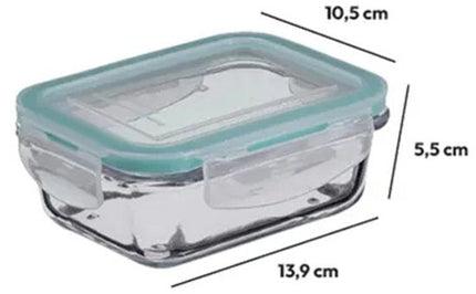 5Five Vershoudbakje met deksel - glas - luchtdicht - met clips - 14 x 10 x 5 cm - 0.73 L